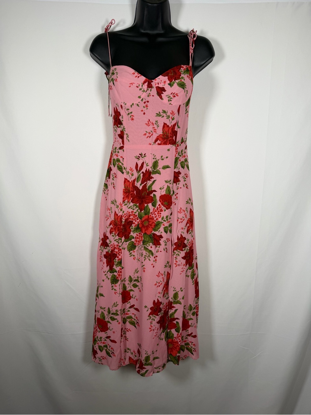Reformation Juliette Dress Valeria Pink Floral Print Cottage, Coquette, Cocktail